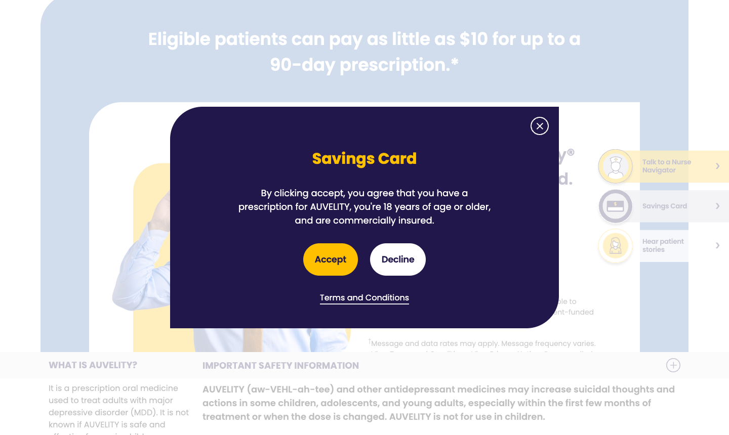 Savings Card Modal